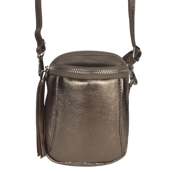 NWOT Borse in Pelle Italian Leather Gold Bag - Picture 2 of 16